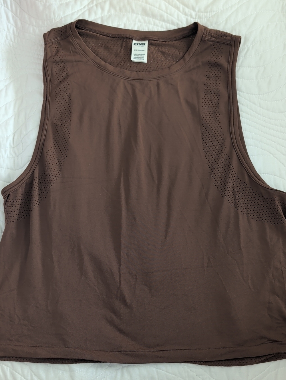 PINK Victoria's Secret Brown Athletic Laser-Cut Tank